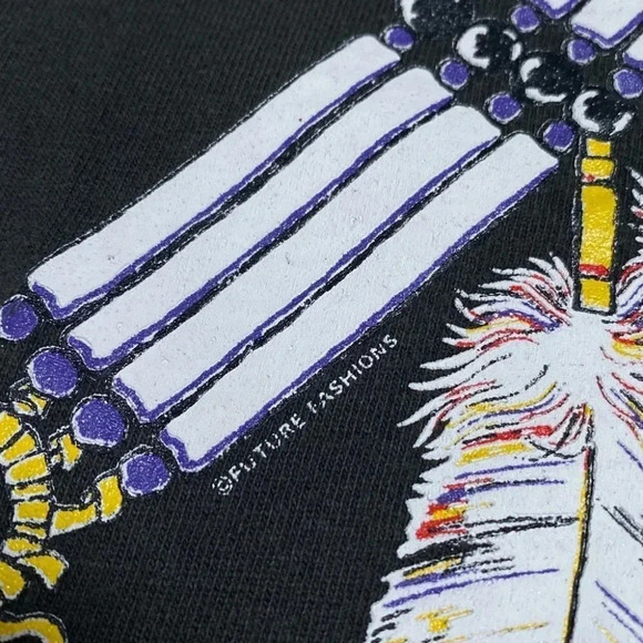 Vintage 90s Native Indian American Necklace Single Stitch T  Shirt Mens Medium - Picture 3 of 6